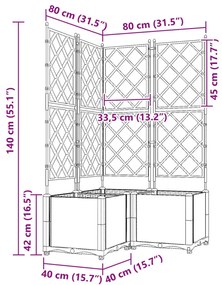 Cserép Támasszal 3 db Barna 80x80x143 cm