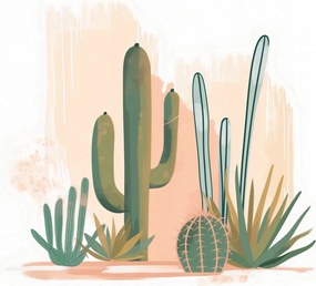 Poszter 18x13cm Kaktusz illusztráció
