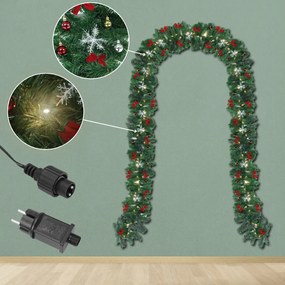 Jurhan ANDREA karácsonyi girland világítással, díszített, 5m, zöld