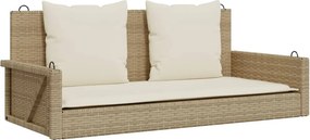 vidaXL bézs polyrattan hintapad párnával 119 x 56 x 48 cm