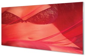 Akrilkép Nő, piros tüll 100x50 cm