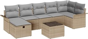 vidaXL Kerti Kanapé Szett 8 pcs Beige és Világosszürke polirattan