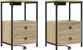 vidaXL Éjjeliszekrény 2 pcs Sonoma tölgy 40 x 31 x 60 cm Faanyag