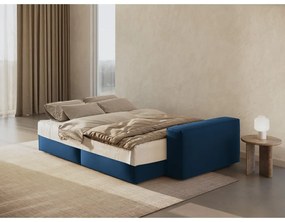 Sötétkék bársony kinyitható-tárolóhelyes kanapé 247 cm Jodie – Micadoni