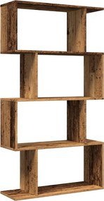 vidaXL 4 szintes antik fa színű fa elválasztó könyvespolc 70x24x129 cm