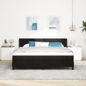 Boxspring Ágy Mattal Fekete 180x200 cm Bársony