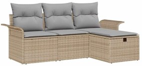 Kerti Kanapé Szett párnával 4 pcs bézs és világosszürke