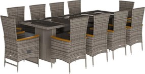 vidaXL 11 részes szürke polyrattan kerti ülőgarnitúra párnákkal