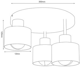 Mennyezeti lámpa PARKLA 3xE27/15W/230V fekete/arany