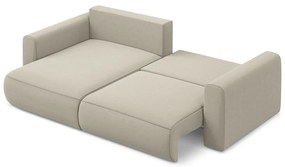 Bézs bársony kinyitható-tárolóhelyes sarokkanapé (bal oldali-heverő résszel) Kapua – Makamii