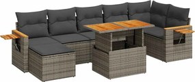 vidaXL 8 részes szürke polyrattan akácfa kerti ülőgarnitúra párnákkal