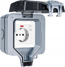 Kültéri aljzat kapcsoló visszajelző lámpával IP66 vízálló aljzat