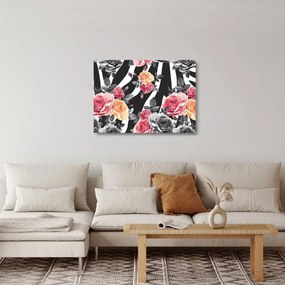 Virágzó rózsák képe (üvegen) (70x50 cm)