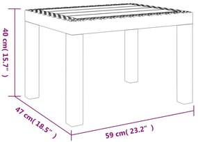fehér PP kerti asztal 59 x 47 x 40 cm