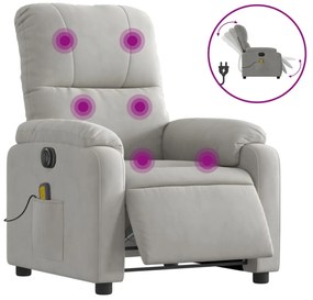 világosszürke mikroszálas szövet elektromos fekvő masszázsfotel