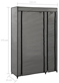 2 db szürke összecsukható szövet ruhásszekrény 110x45x175 cm