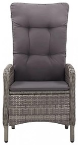 vidaXL 3 részes szürke polyrattan kerti bisztrószett