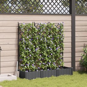 Kertészeti Cserép trellis-szel 3 db Fekete 120x40x125.5 cm