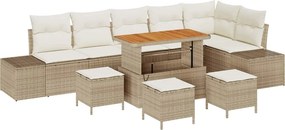 vidaXL Kerti Kanapé Szett párnával tárolóval 10 pcs Bézs Poli rattan