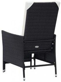 fekete dönthető háttámlás polyrattan kerti szék párnákkal