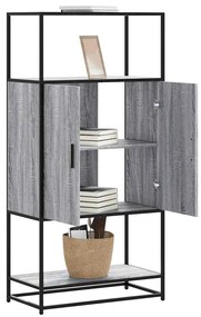 Highboard szürke sonoma 68x35x139 cm gépelt fa és fém