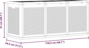 Szürke Pp Rattan Kerti Tárolóláda 270 L