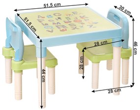 Balto gyerek asztal és szék készlet 3 db, kék