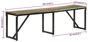 tömör újrahasznosított fa pad 160 x 35 x 46 cm