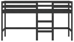 fekete tömör fenyőfa gyerek galériaágy létrával 90 x 200 cm