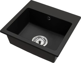 Gránit mosogató szifonnal, fekete, 44,2x41,5, DONYK