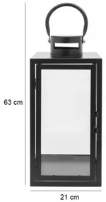 Fekete dekoratív lámpás, 63 cm