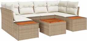 vidaXL Kerti Kanapé Szett párnával 6 pcs Bézs Poli rattan
