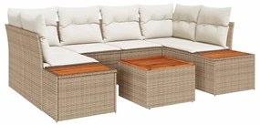 vidaXL Kerti Kanapé Szett párnával 6 pcs Bézs Poli rattan