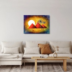 Festett egyiptomi piramisok képe (üvegen) (70x50 cm)