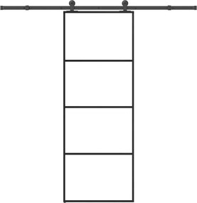 vidaXL ESG üveg és alumínium tolóajtó fémszerelvény-szettel 76x205 cm