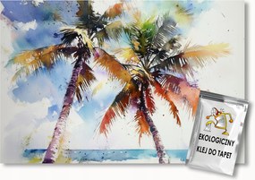Fotótapéta Flizelina Színes Pálmafák Tengerpart Óceán Trópusok Nyár 200x140 ragasztó