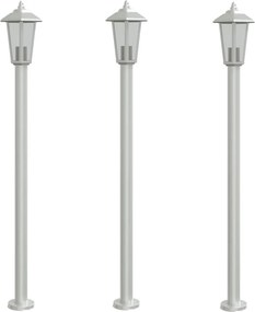 vidaXL 3 db ezüstszínű rozsdamentes acél kültéri állólámpa 120 cm