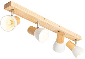 Fa mennyezeti spotlámpa fehér állítható 4-lámpás - Thorin