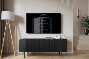 Malmi TV szekrény 150 cm - fekete matt / fekete lábak
