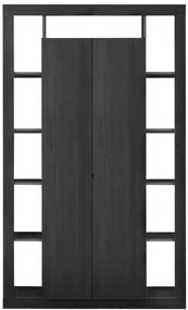 RIMINI könyves- és tárolószekrény, kétajtós – fekete kőris