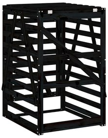 fekete tömör fenyőfa szemeteskuka tároló 84x90x128,5 cm