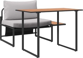 vidaXL Kültéri Acél Ülőgarnitúra 2 pcs Világosszürke Acél