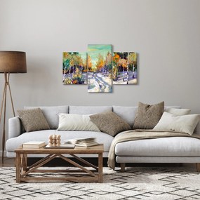 Kép - havas út az erdőben, olajfestmény (90x60 cm)