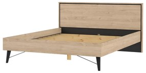 Natúr színű franciaágy ágyráccsal 160x200 cm tölgyfa dekorral Ry – Tvilum