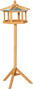 PawHut Madáretető Állvánnyal, Időjárásálló Madáretető Ház Időjárásálló Cink Tetővel, Fából Készült Madáretető Vad Madarak Számára 40 x 40 x 113 cm Sár