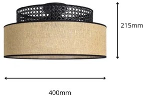 Mennyezeti lámpa BOHO 1xE27/60W/230V átm. 40 cm fekete/rattan