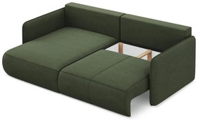 Zöld kinyitható-tárolóhelyes sarokkanapé (bal oldali) Nanea – Makamii
