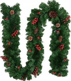 Karácsonyfa Lánc Girland Műfenyő Díszített Sűrű Zöld 100CM