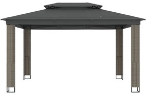 antracitszürke szövet dupla tetős pavilon 3,94 x 2,96 m