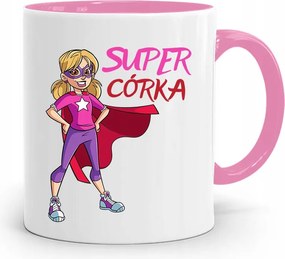 Rózsaszín Bögre Ajándék Lányának Szuper Lány Ajándék fényképes nyomtatással